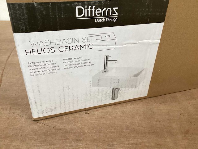 Differnz wasbak helios wit keramiek, complete set - afbeelding 1 van  2
