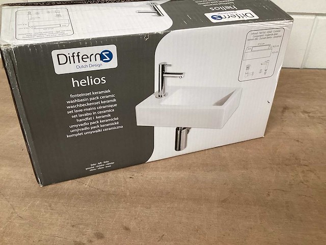Differnz wasbak helios wit keramiek, complete set - afbeelding 1 van  3