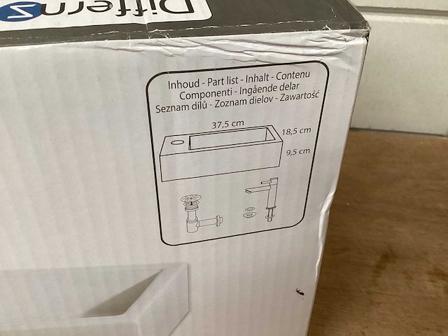 Differnz wasbak helios wit keramiek, complete set - afbeelding 2 van  3