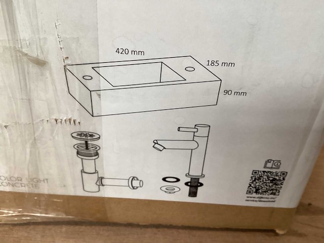 Differnz wasbak jax beton, complete set - afbeelding 3 van  4