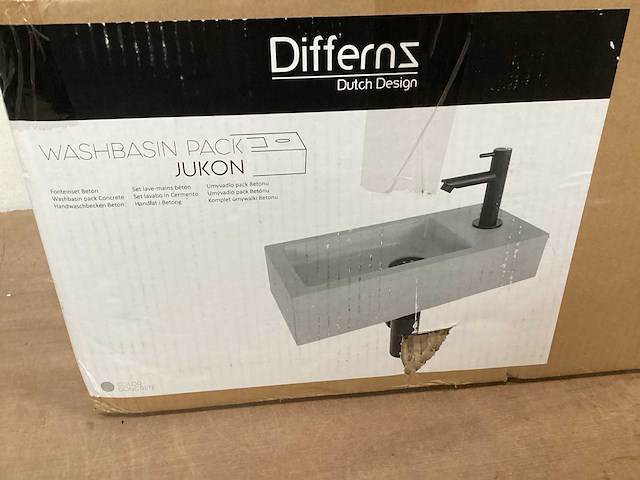 Differnz wasbak jukon beton, complete set - afbeelding 1 van  4