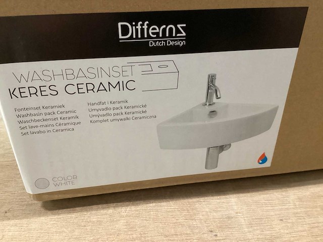 Differnz wasbak keres ceramic keramiek, complete set - afbeelding 5 van  6