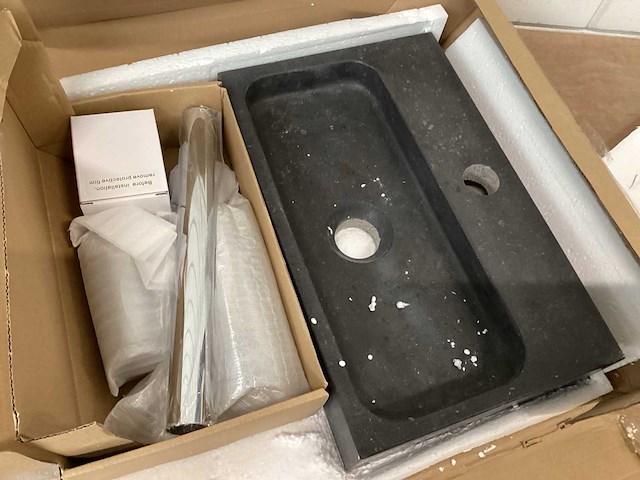 Differnz wasbak natuursteen, complete set - afbeelding 3 van  3