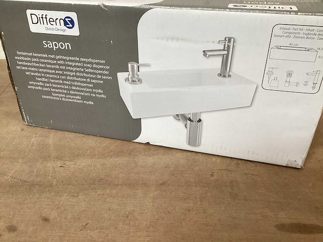 Differnz wasbak sapon wit keramiek, complete set - afbeelding 1 van  3