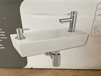 Differnz wasbak sapon wit keramiek, complete set - afbeelding 2 van  3