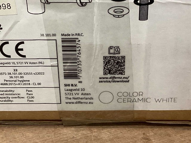 Differnz wasbak zeus wit keramiek, complete set - afbeelding 2 van  2