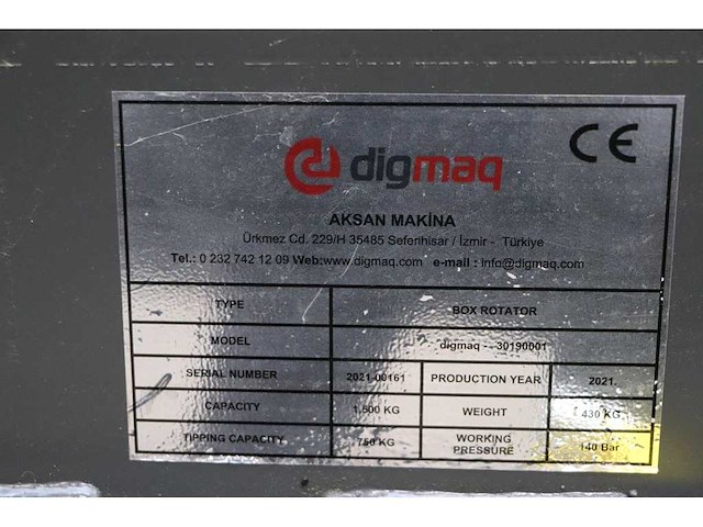 Digmaq - box rotator capaciteit 1500kg 2021 - heftruck toebehoren - afbeelding 6 van  6