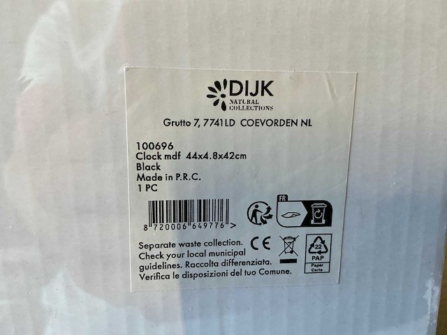 Dijk 44x4,8x42 cm klok (6x) - afbeelding 2 van  3