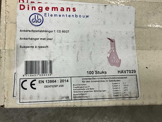Dingemans ankerhangers 170mm en bovenhangers 85mm (2350x) - afbeelding 10 van  18