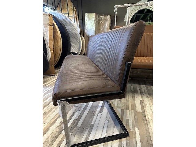 Dining bank stripe 180x55x55 bruin leder - afbeelding 1 van  1