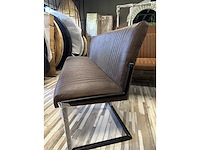 Dining bank stripe 180x55x55 bruin leder - afbeelding 1 van  1