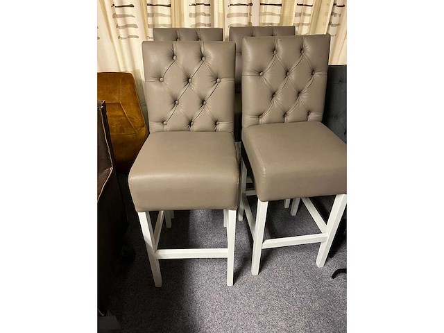 Dining chair (4x) barkruk leder grijs - afbeelding 1 van  3