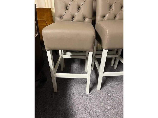 Dining chair (4x) barkruk leder grijs - afbeelding 3 van  3