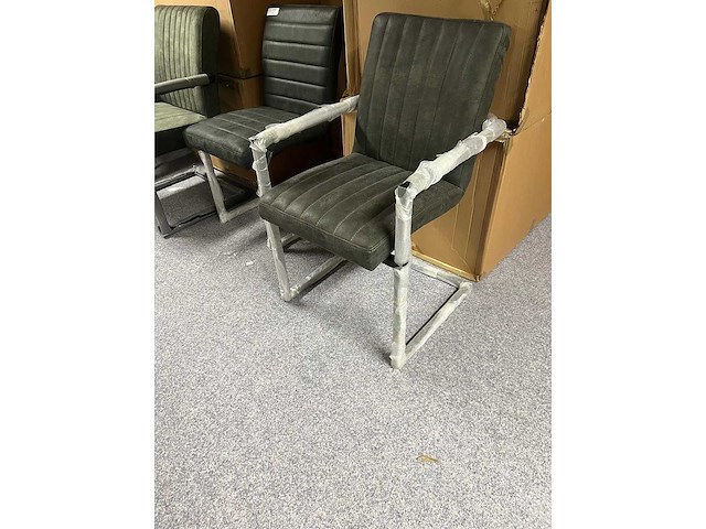 Dining chair (4x) grijs leder - afbeelding 2 van  2