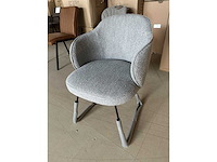 Dining chair (6x) lichtgrijs boucle zwarte slede poot - afbeelding 1 van  3