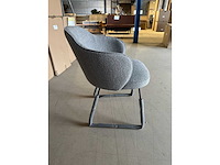 Dining chair (6x) lichtgrijs boucle zwarte slede poot - afbeelding 2 van  3