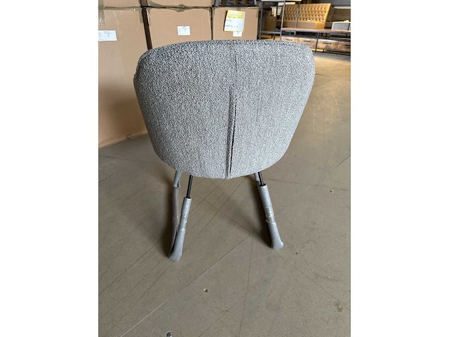 Dining chair (6x) lichtgrijs boucle zwarte slede poot - afbeelding 3 van  3
