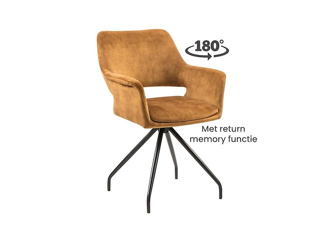 Dining chair (8x)adore velvet yellow 180 graden autoreturn - afbeelding 1 van  3