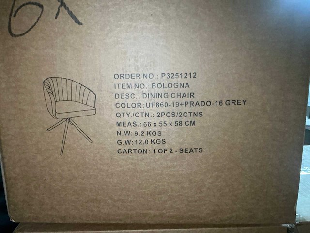 Dining chair bologna prado 16 grijs draaibare eetkamerstoel (6x) - afbeelding 6 van  6