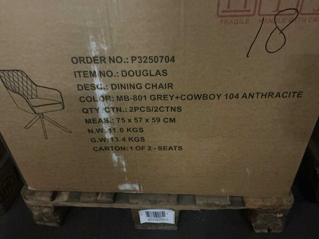 Dining chair douglas grijs cowboy antraciet draaibare eetkamerstoel (4x) - afbeelding 5 van  5