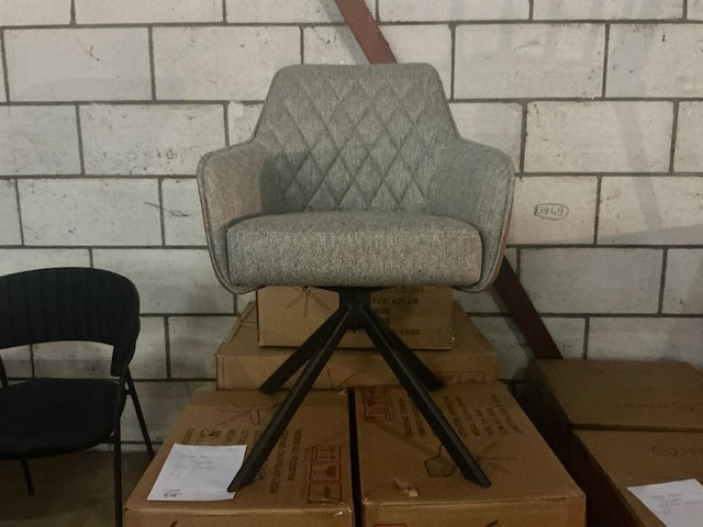 Dining chair douglas grijs met cognac draaibare eetkamerstoel (4x) - afbeelding 2 van  7
