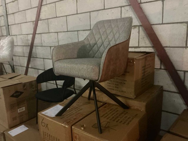 Dining chair douglas grijs met cognac draaibare eetkamerstoel (4x) - afbeelding 3 van  7