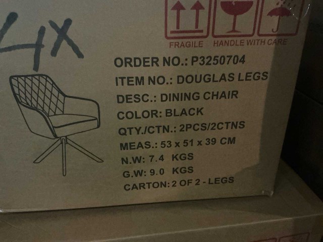 Dining chair douglas grijs met cognac draaibare eetkamerstoel (4x) - afbeelding 6 van  7