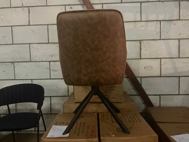 Dining chair douglas grijs met cognac draaibare eetkamerstoel (6x) - afbeelding 4 van  5