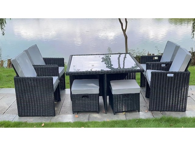 Diningset, vonarto, modern brown , zwart - afbeelding 2 van  3