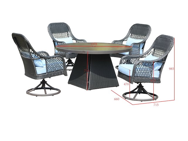 Diningset, vonarto, solaro blue, antraciet - afbeelding 2 van  3