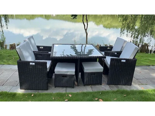 Diningset, vonato, modern brown, zwart - afbeelding 1 van  3
