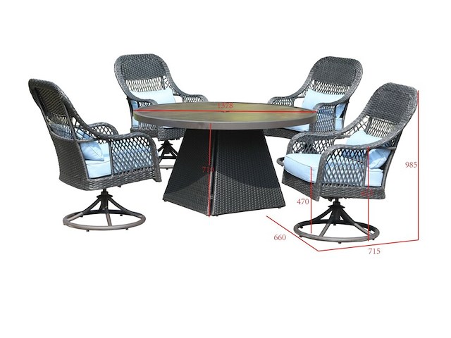 Diningset vonato, solaro blue, antraciet - afbeelding 3 van  3