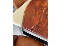 Diningtable epoxy exclusief met metalen poot walnoot 200x100 nieuw - afbeelding 5 van  5