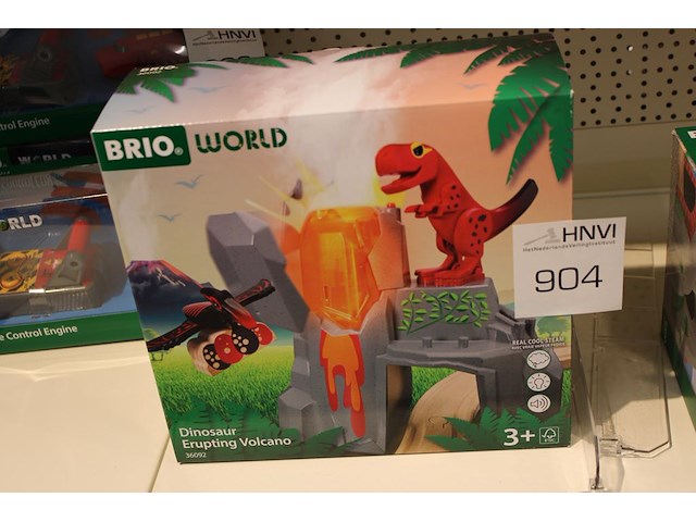 Dinosaurus met uitbarstende vulkaan brio. - afbeelding 1 van  2