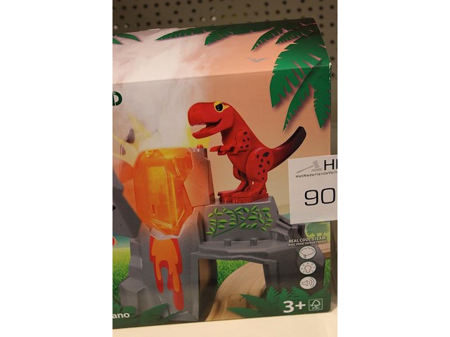 Dinosaurus met uitbarstende vulkaan brio. - afbeelding 2 van  2