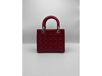Dior - lady dior red patent leather - handtas - op echtheid geconroleerd - designer - afbeelding 2 van  13
