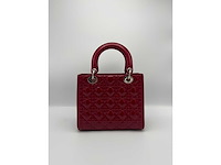 Dior - lady dior red patent leather - handtas - op echtheid geconroleerd - designer - afbeelding 4 van  13
