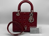 Dior - lady dior red patent leather - handtas - op echtheid geconroleerd - designer - afbeelding 1 van  13