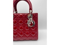 Dior - lady dior red patent leather - handtas - op echtheid geconroleerd - designer - afbeelding 7 van  13