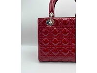 Dior - lady dior red patent leather - handtas - op echtheid geconroleerd - designer - afbeelding 8 van  13