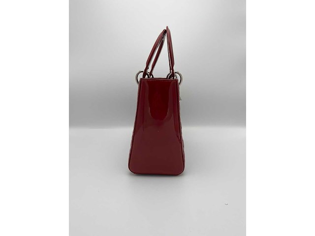 Dior - lady dior red patent leather - handtas - op echtheid geconroleerd - designer - afbeelding 9 van  13