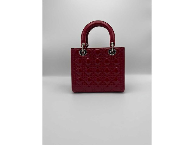 Dior - lady dior red patent leather - handtas - op echtheid geconroleerd - designer - afbeelding 10 van  13