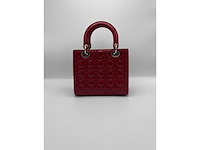 Dior - lady dior red patent leather - handtas - op echtheid geconroleerd - designer - afbeelding 10 van  13