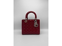 Dior - lady dior red patent leather - handtas - op echtheid geconroleerd - designer - afbeelding 12 van  13