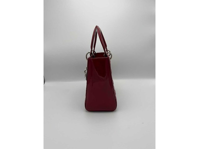 Dior - lady dior red patent leather - handtas - op echtheid geconroleerd - designer - afbeelding 13 van  13