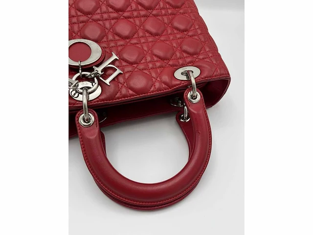 Dior - medium lady dior - handtas - op echtheid geconroleerd - designer - afbeelding 4 van  11