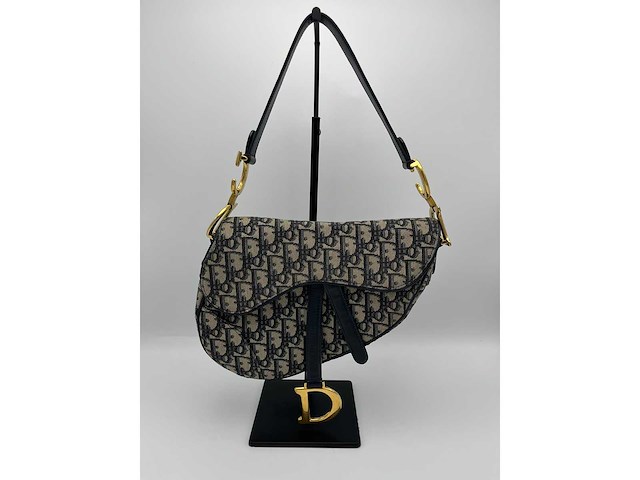 Dior - saddle bag - blue oblique monogram - handtas - op echtheid geconroleerd - designer - afbeelding 3 van  10