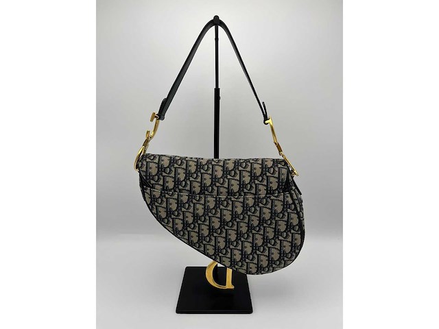 Dior - saddle bag - blue oblique monogram - handtas - op echtheid geconroleerd - designer - afbeelding 4 van  10