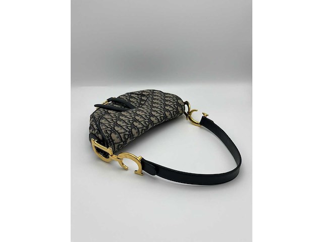 Dior - saddle bag - blue oblique monogram - handtas - op echtheid geconroleerd - designer - afbeelding 8 van  10