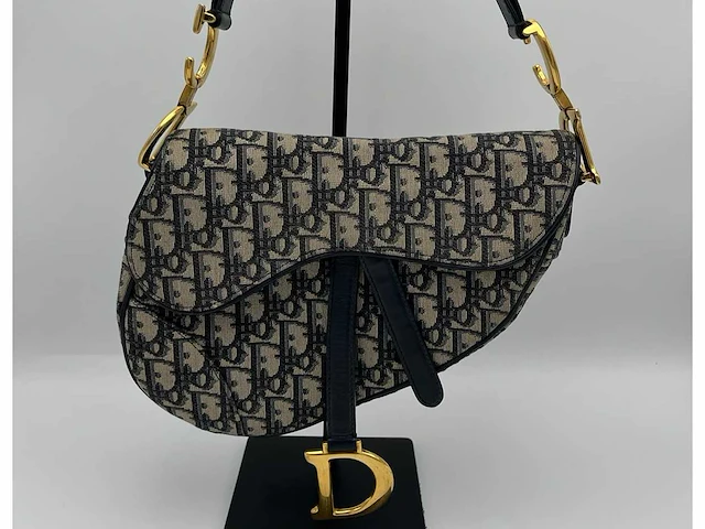 Dior - saddle bag - blue oblique monogram - handtas - op echtheid geconroleerd - designer - afbeelding 1 van  10